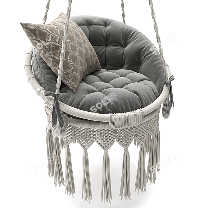 Boho Macrame Hammock Swing 3D model image 1