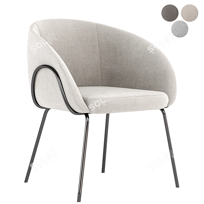 Modern Xander Fabric Dining Chair 3D model image 1