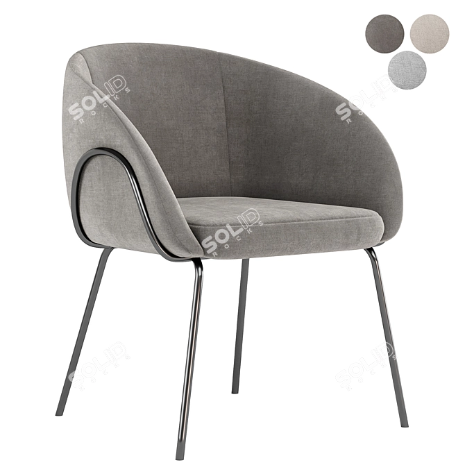 Modern Xander Fabric Dining Chair 3D model image 2