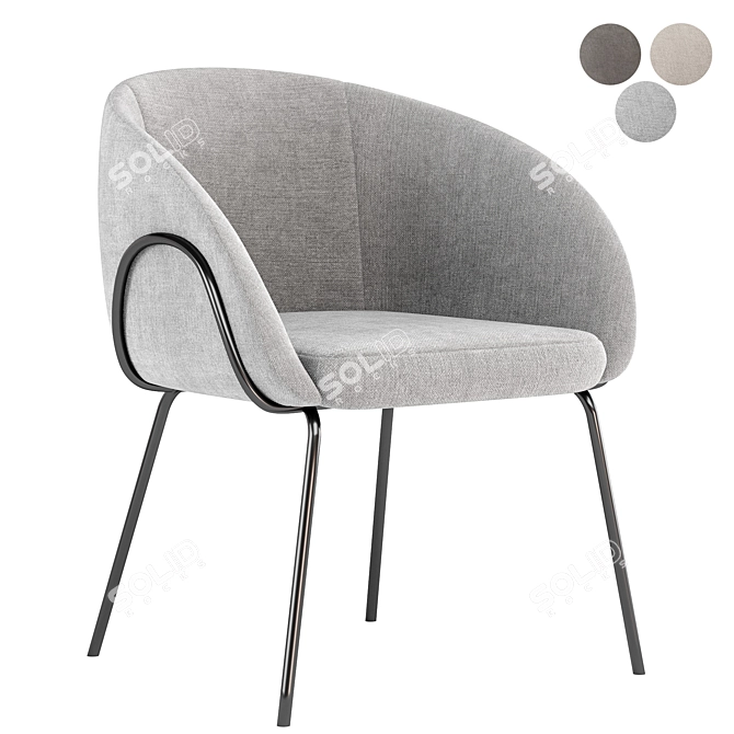 Modern Xander Fabric Dining Chair 3D model image 3