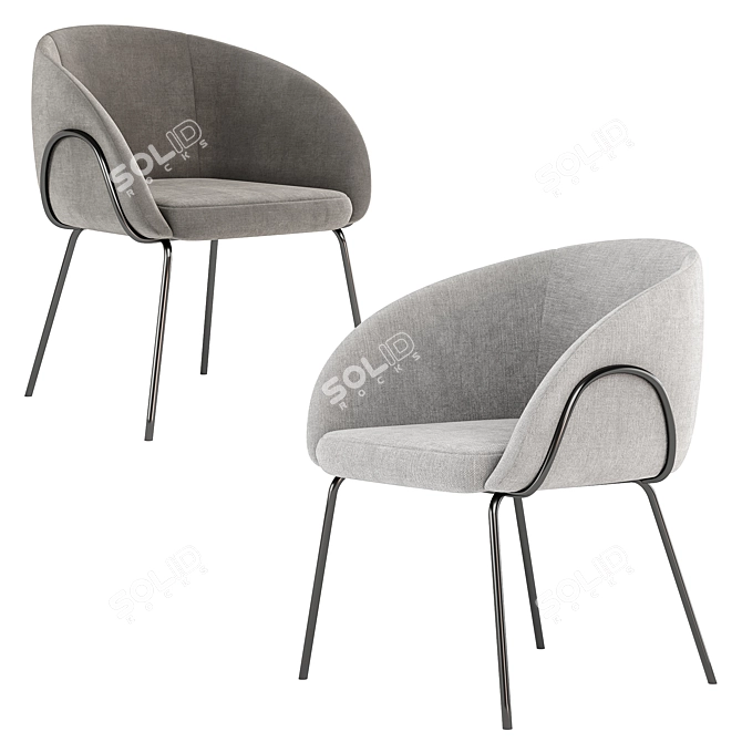 Modern Xander Fabric Dining Chair 3D model image 4