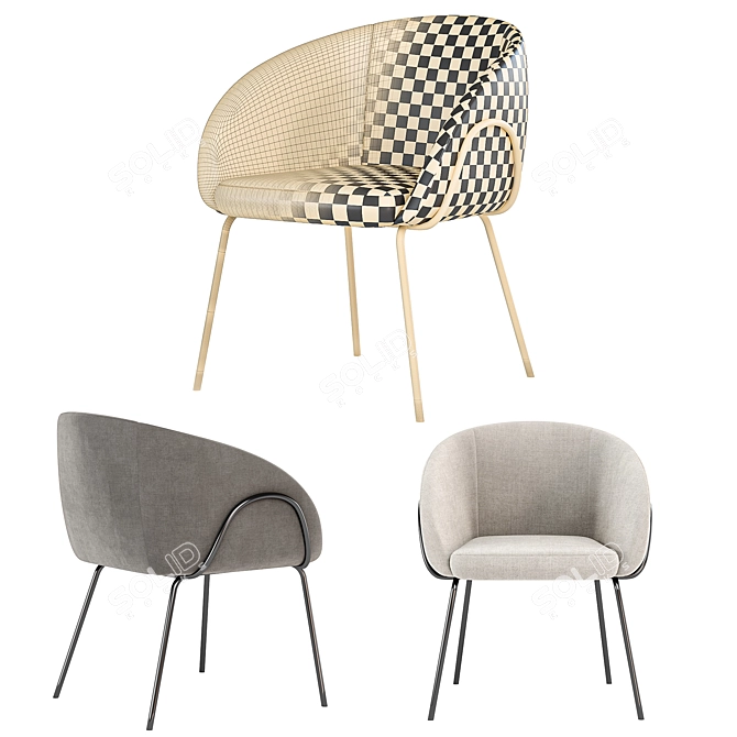Modern Xander Fabric Dining Chair 3D model image 5