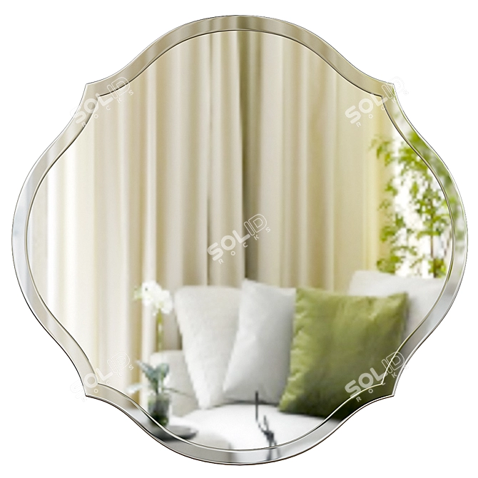 Elegant Scalloped Bathroom Mirror 3D model image 1