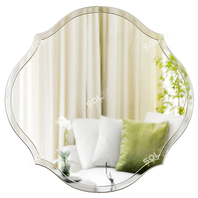 Elegant Scalloped Bathroom Mirror 3D model image 4