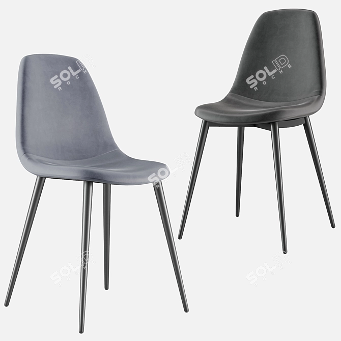 Elegant Velvet Chair: Norman Stool 3D model image 2