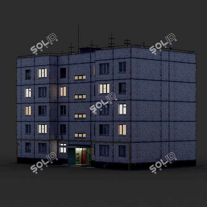 Soviet Panel House 121-14 (Low Poly) 3D model image 3