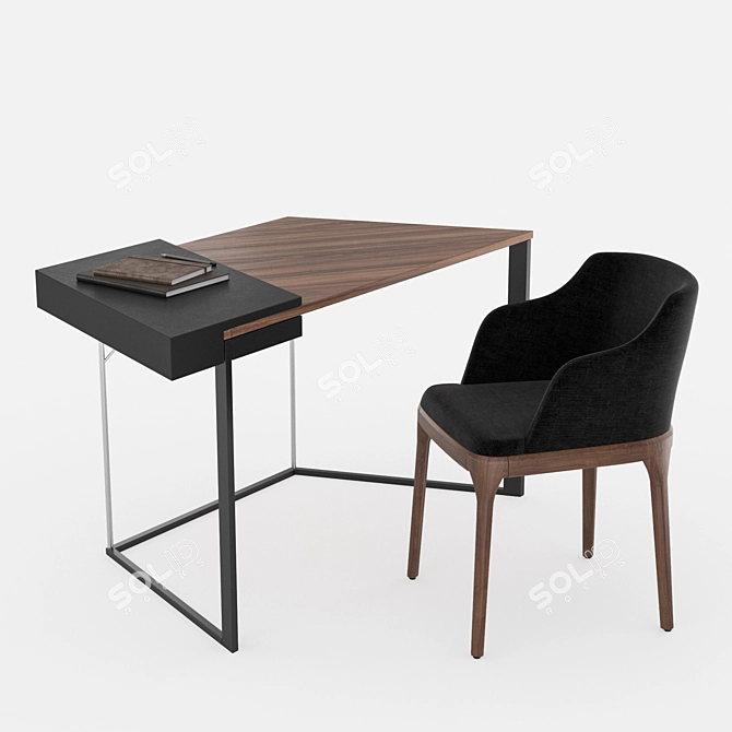 Modern Writing Set: LUVRA Desk and AF_KEDA Chair 3D model image 2