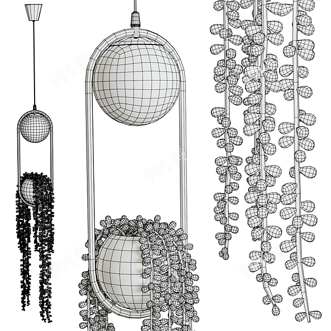 Nordic Sky Garden Lamp with Plant 3D model image 6