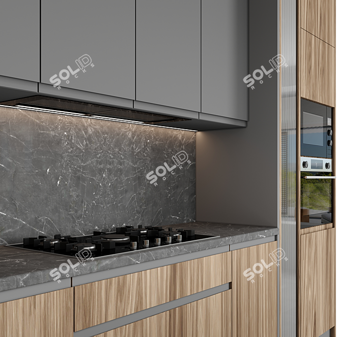 Sleek Island Kitchen: Modern, Functional, Stunning 3D model image 4