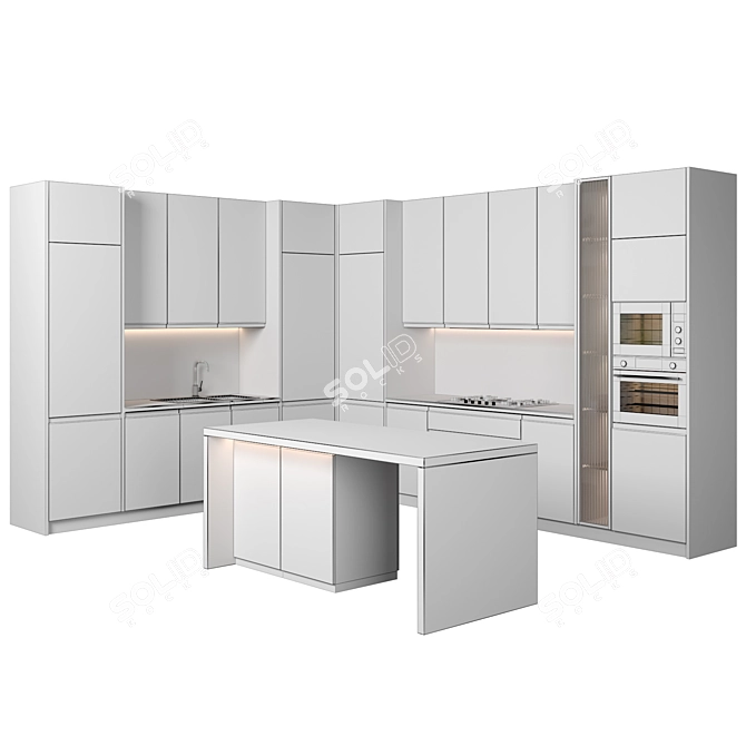 Sleek Island Kitchen: Modern, Functional, Stunning 3D model image 5