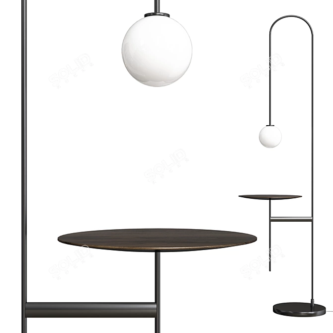 Modern Floor Lamp with Integrated Table 3D model image 1