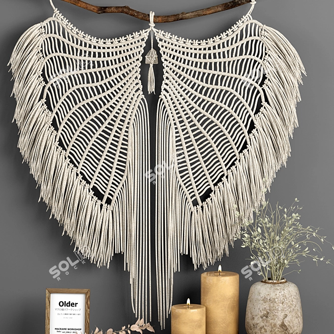 Boho Charm Macrame Decor Set 3D model image 4