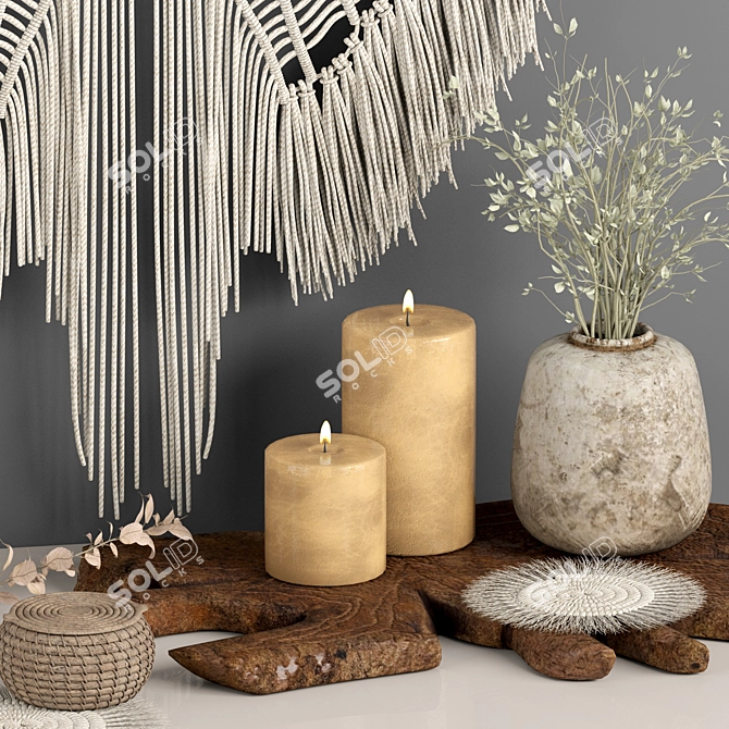 Boho Charm Macrame Decor Set 3D model image 6