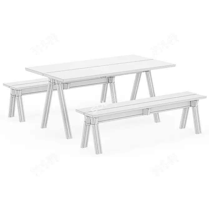 Ariake Sagyo Table & Bench 3D model image 2
