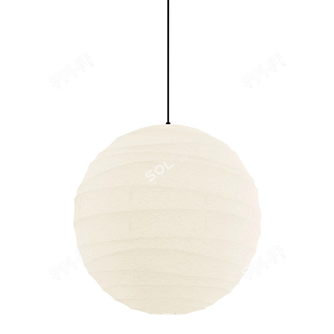 Minimalist Japanese Paper Pendant Lamp 3D model image 1