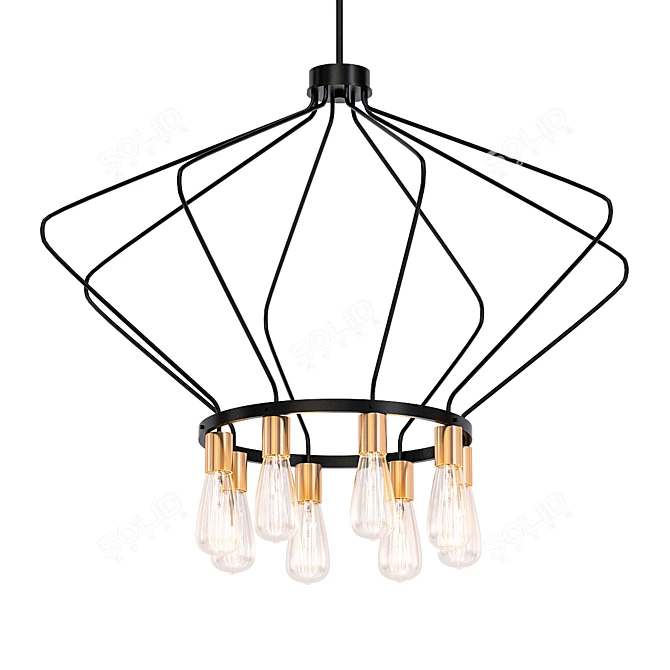 Vintage Hangar Chandelier 3D model image 1