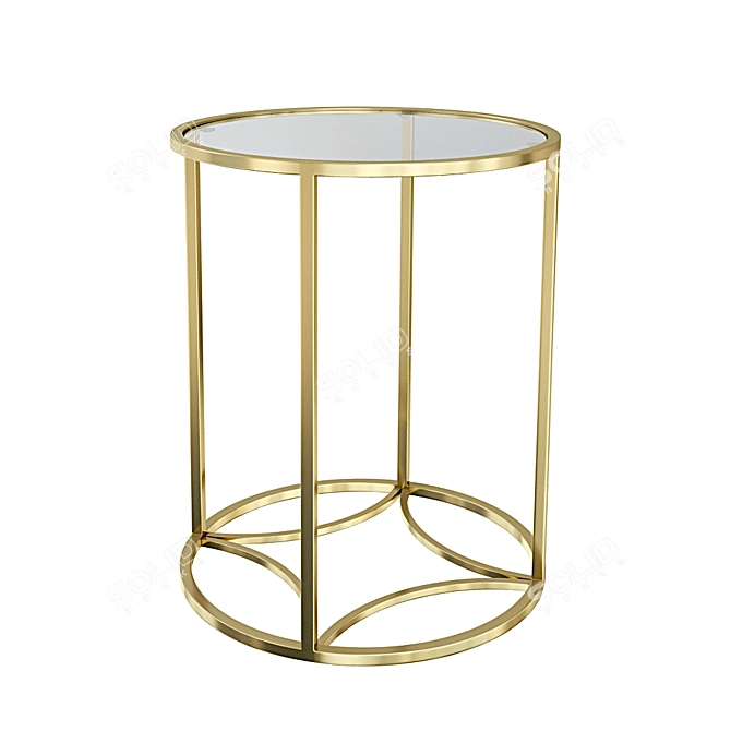 Gold Glam Glass Side Table 3D model image 1