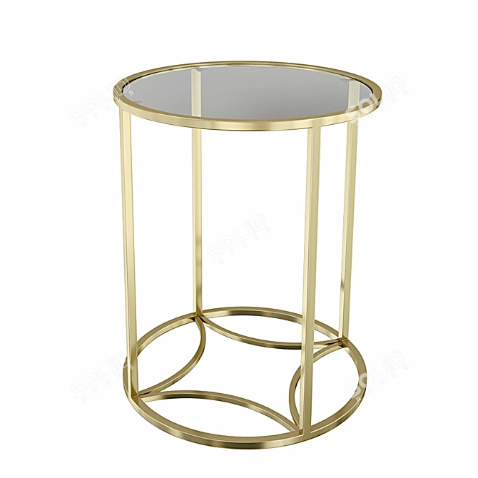 Gold Glam Glass Side Table 3D model image 2
