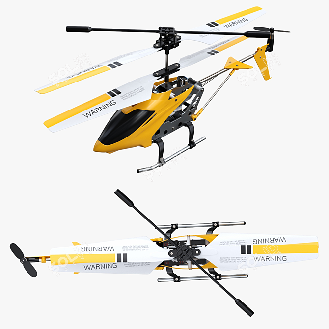 RC Mini Helicopter: Remote Control, PBR Textures, 3D Model 3D model image 2