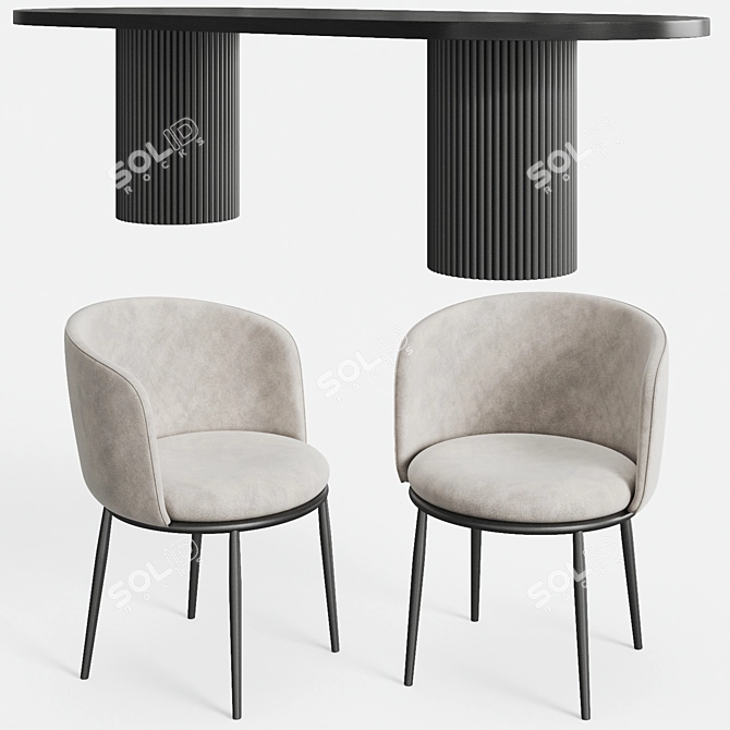 Sophisticated Dining Set: GLOBEWEST Benjamin Ripple Table & Eichholtz Filmore Chair 3D model image 2