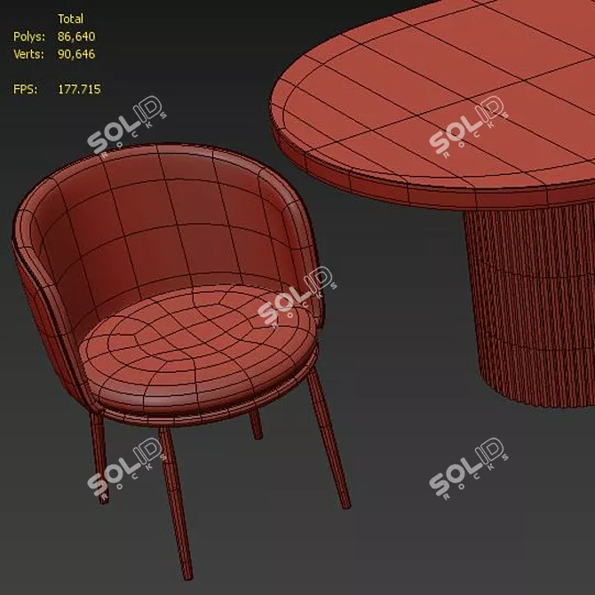 Sophisticated Dining Set: GLOBEWEST Benjamin Ripple Table & Eichholtz Filmore Chair 3D model image 4