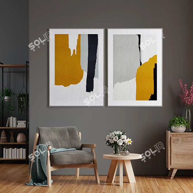 Elegant Art Frame Set: 2 Models, 5 Materials, High Quality Textures 3D model image 4