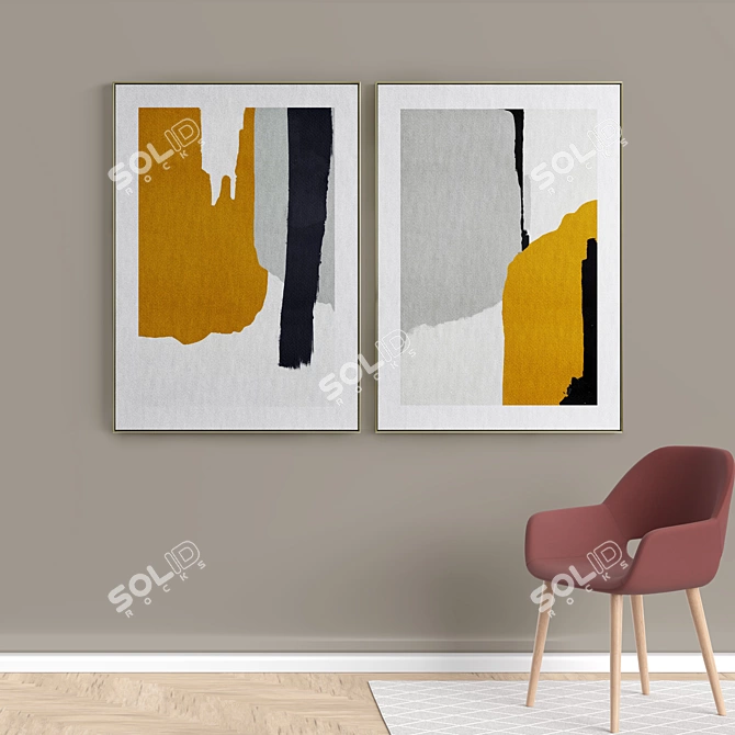 Elegant Art Frame Set: 2 Models, 5 Materials, High Quality Textures 3D model image 5