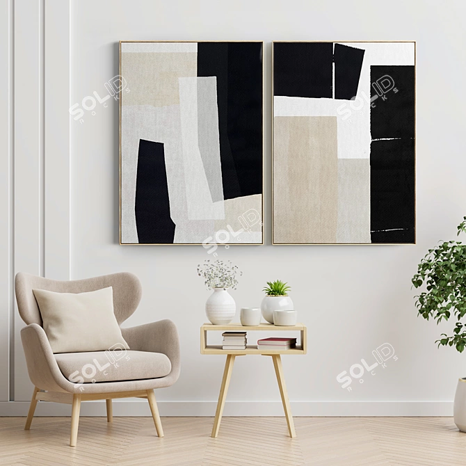 Elegant Frame Collection: Set of 2 with 5 Materials 3D model image 2