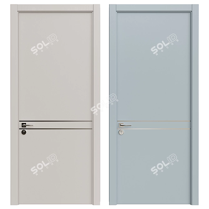 Sleek Interior Door: 2200 / 980 mm 3D model image 1