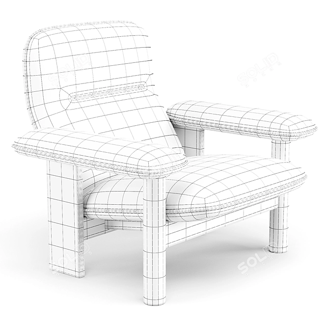 Brasilia Lounge Chair: Mid-Century Comfort in Scandinavian Style 3D model image 6