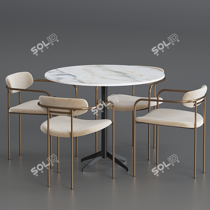 Parker Round Dining Table: Elegant and Stylish 3D model image 2