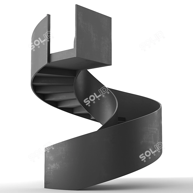 Sleek Metal Spiral Staircase 3D model image 1