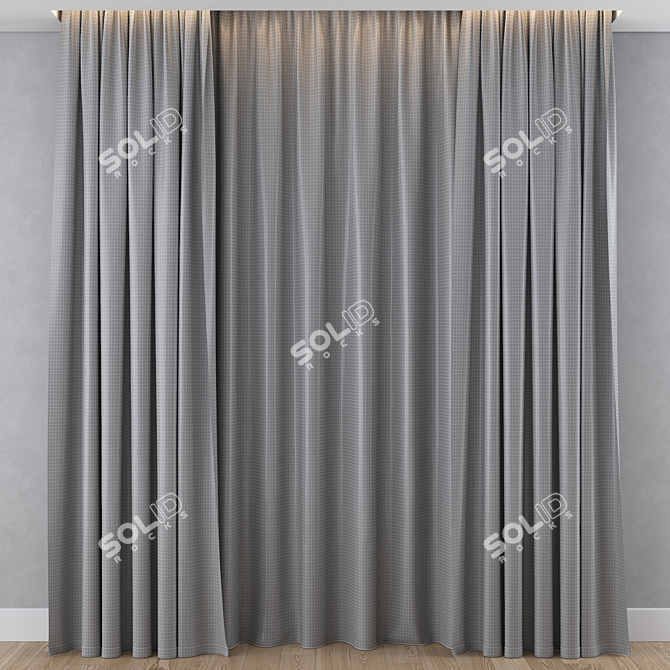 Modern Grey Striped Cotton Curtains 3D model image 4