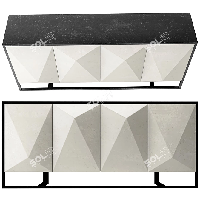 Modern White & Black TV Stand with 4 Doors 3D model image 1