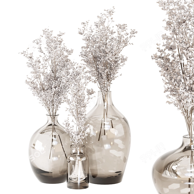 Glass Pot Plants: Indoor Greenery 3D model image 3