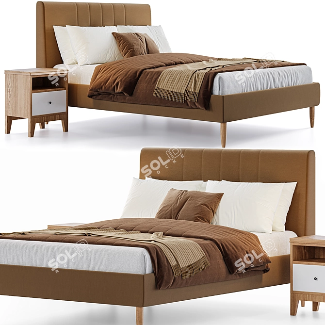 Elegant IKEA IDANAS Bed: Stylish Design & Superior Comfort 3D model image 2