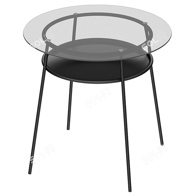 Sleek Black Metal Coffee Table 3D model image 1