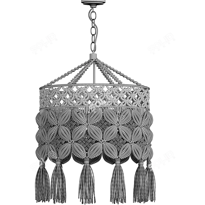 Macrame Chandelier 13: Elegant and Boho 3D model image 4