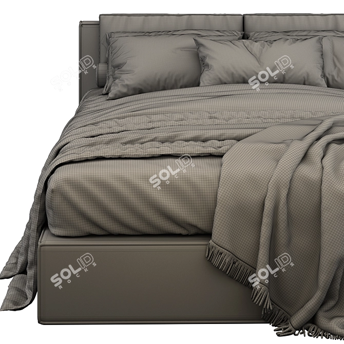 Minimalist Slim Bed - 3D Model 3D model image 4