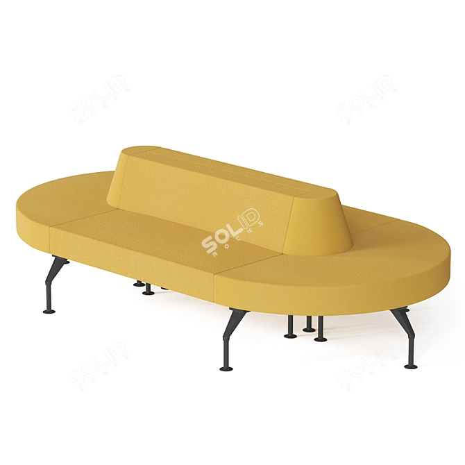 Yellow Fabric Intercity Modular Sofa by Tacchini 3D model image 3