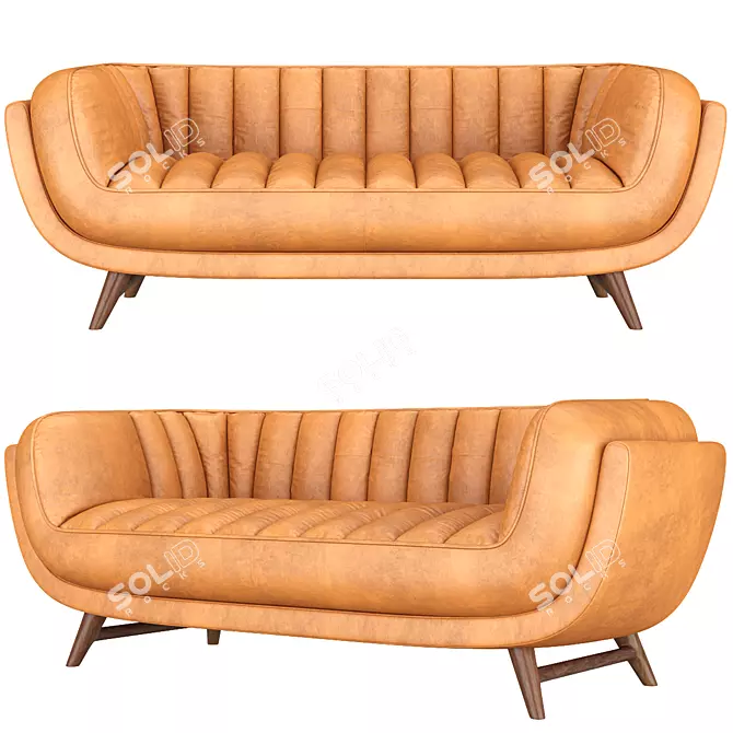 Stylish Seater Leather Sofa: BRUNO 3D model image 1