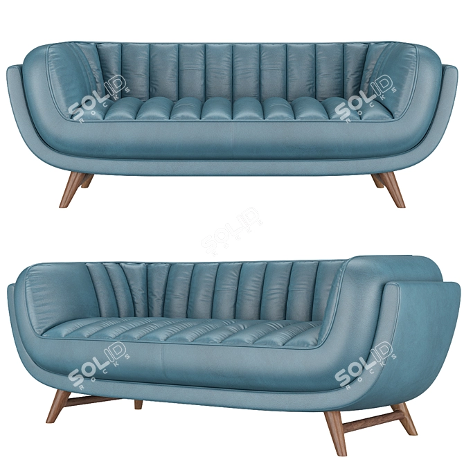 Stylish Seater Leather Sofa: BRUNO 3D model image 2