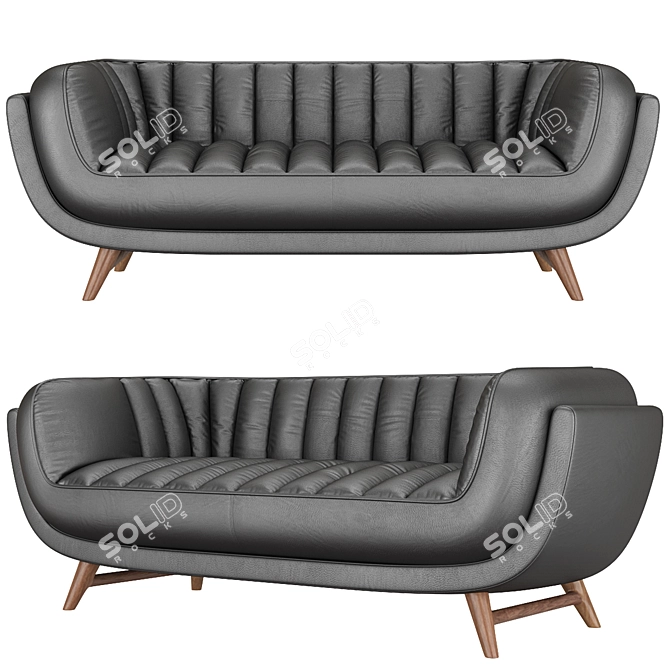 Stylish Seater Leather Sofa: BRUNO 3D model image 3