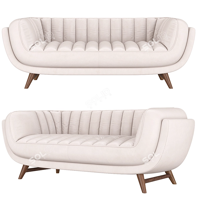 Stylish Seater Leather Sofa: BRUNO 3D model image 5