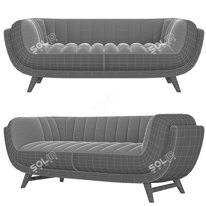 Stylish Seater Leather Sofa: BRUNO 3D model image 6