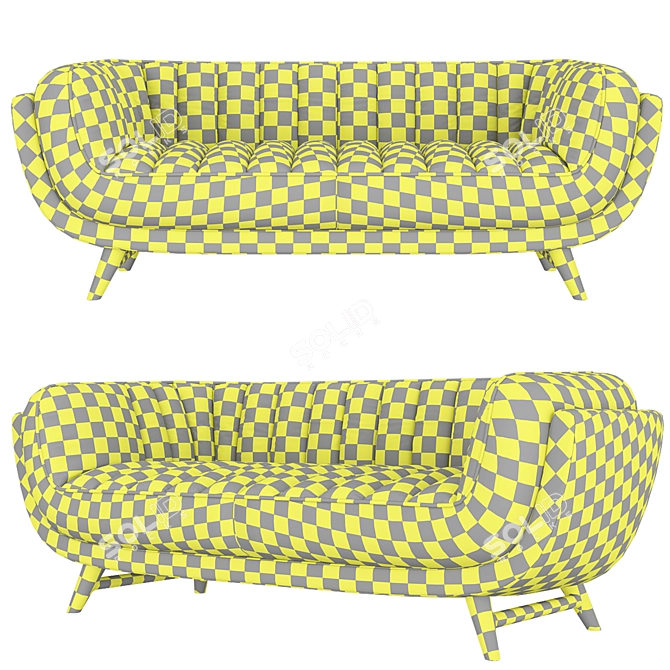 Stylish Seater Leather Sofa: BRUNO 3D model image 7