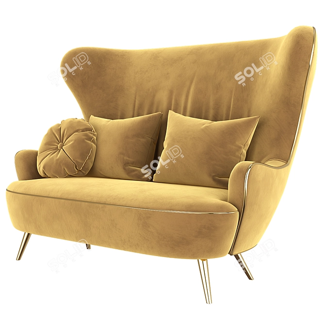 Elegant Wingback Sofa: Tom Dixon Design 3D model image 1