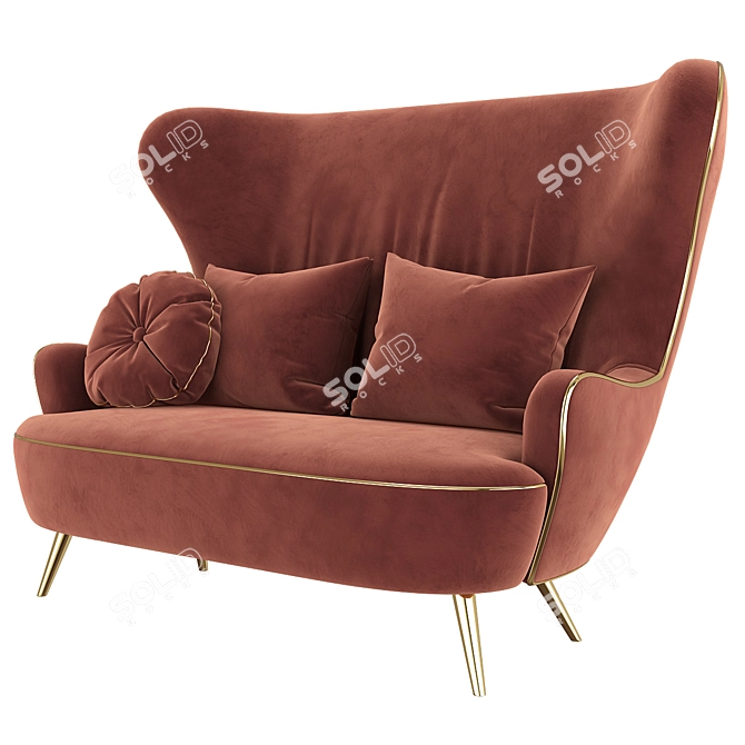 Elegant Wingback Sofa: Tom Dixon Design 3D model image 2