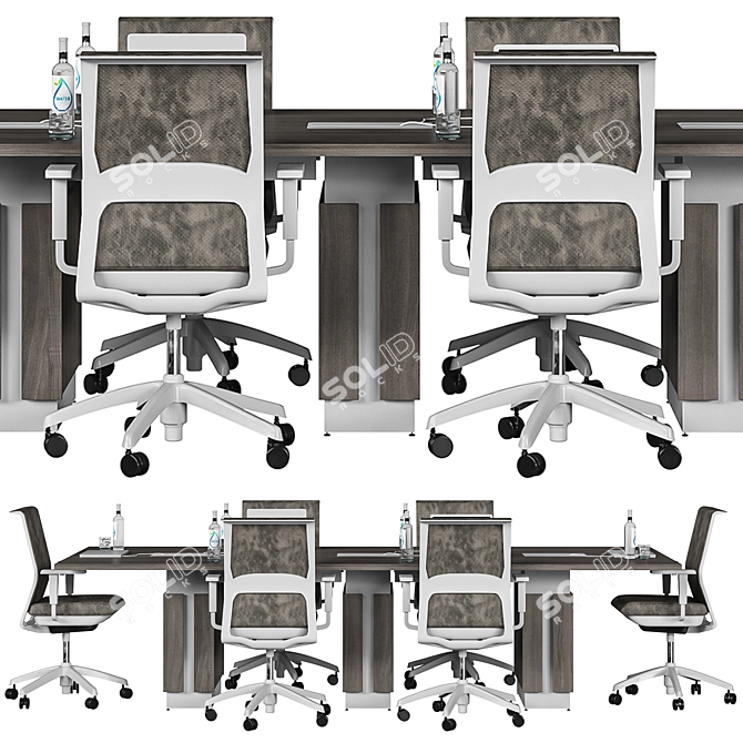 Brown Modern Conference Table 3D model image 2