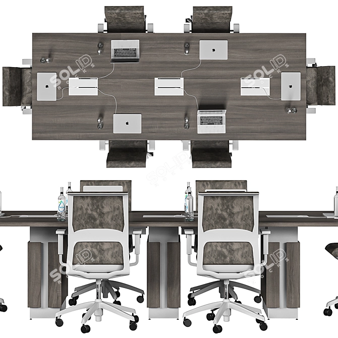 Brown Modern Conference Table 3D model image 4